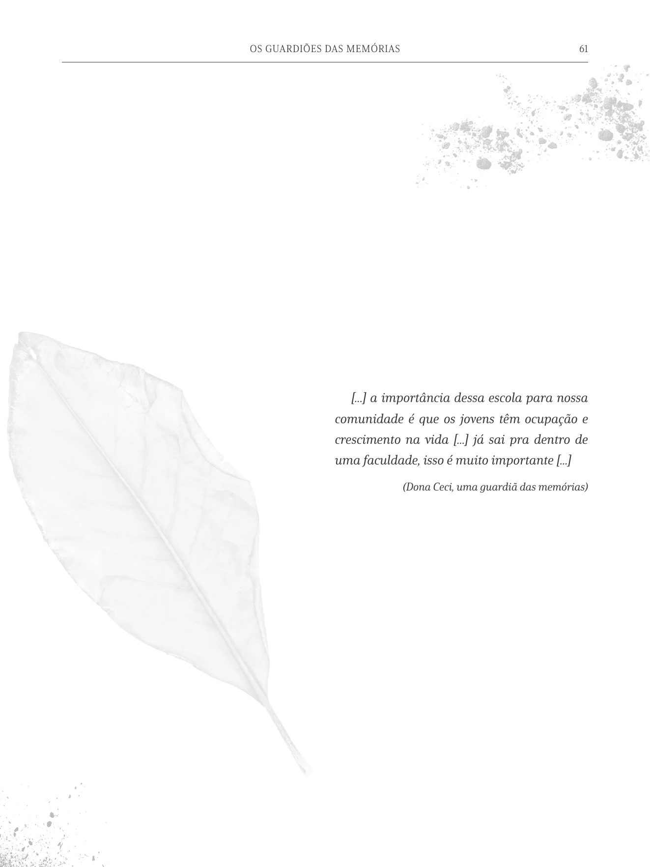 Página 61 do livro Os Guardiões das Memórias