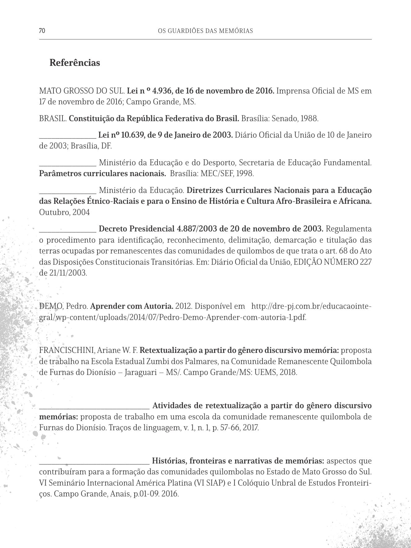 Página 70 do livro Os Guardiões das Memórias